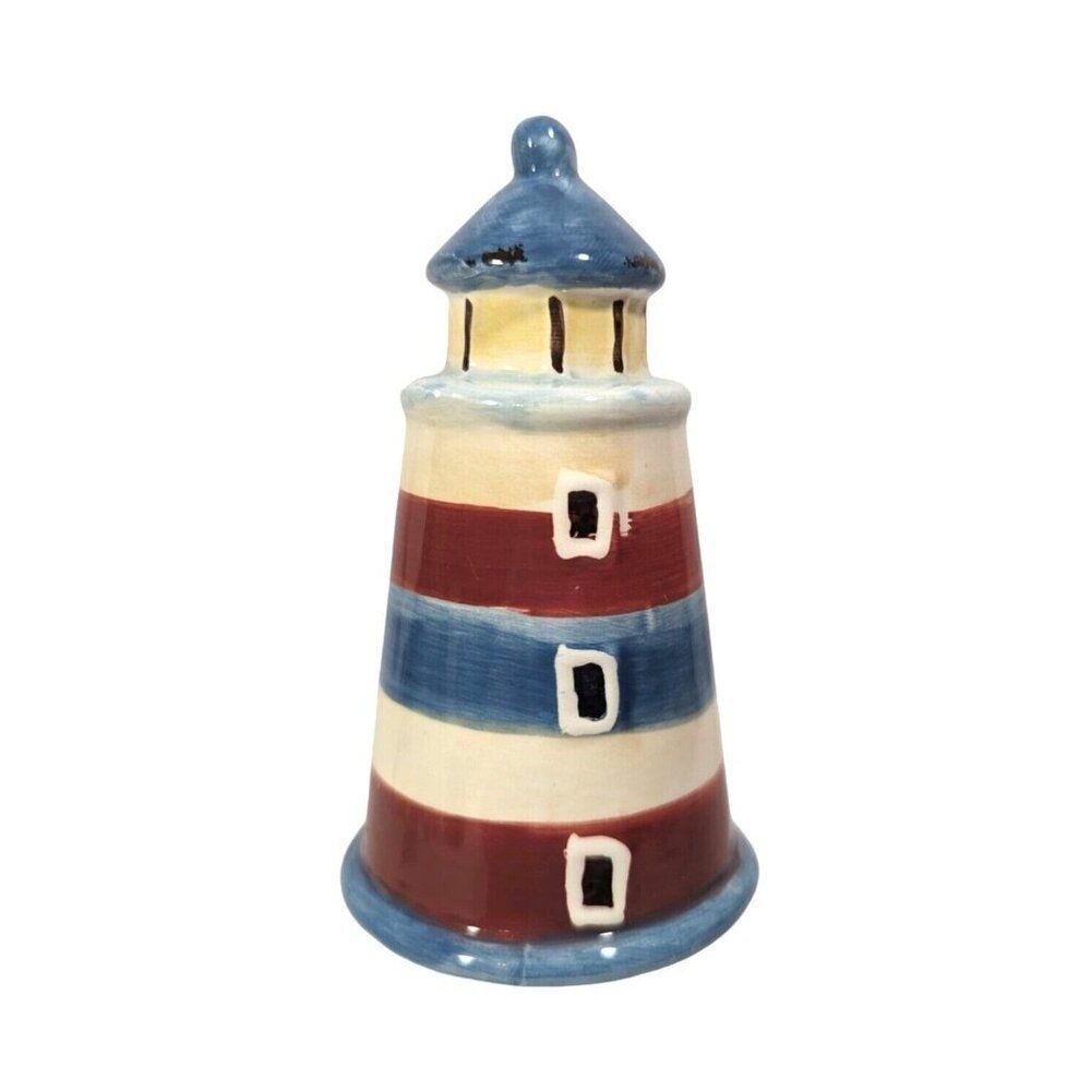 Nautical Lighthouse Salt or Pepper Shaker Ceramic Rubber Stopper Ceramic